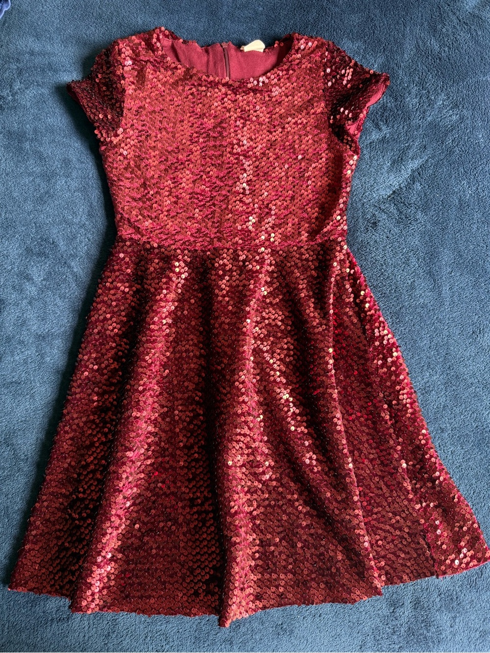 Zara Red Sequin Fit-and-Flare Dress